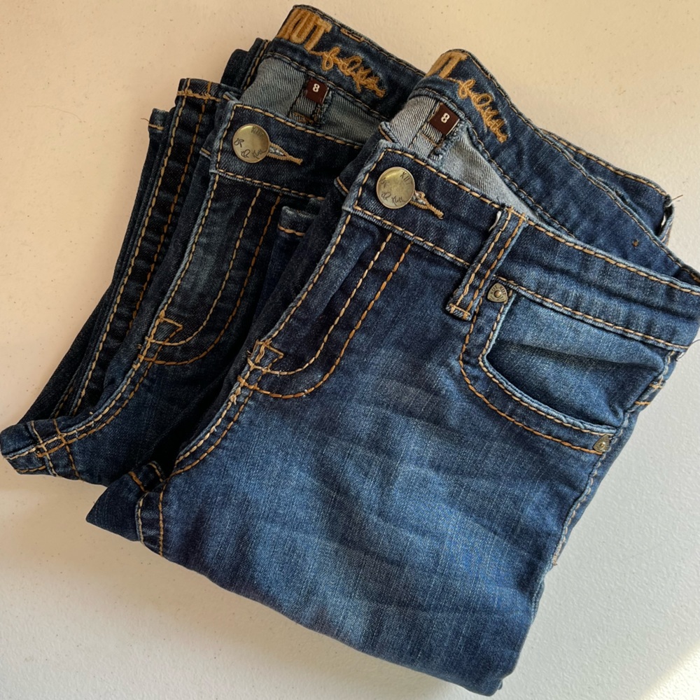 Kut from the Kloth Dark Blue Denim Jeans with Contrast Stitching